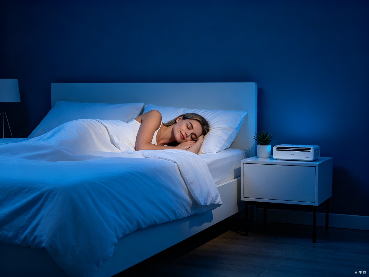 Peaceful bedroom with cool comfortable atmosphere
